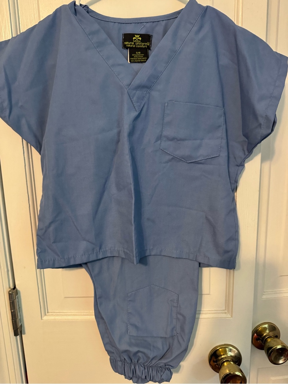 Kids Ceil Blue Scrub Set Size 5/6 Natural Uniforms Doctor Nurse Costume Dress Up
